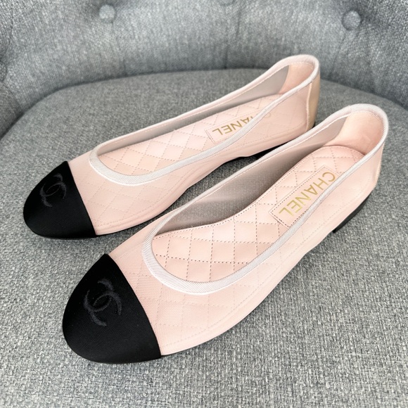 2025 CHANEL CC LOGO Light Blush Pink MESH BALLET BALLERINA FLATS SHOES size 39 - Picture 6 of 16
